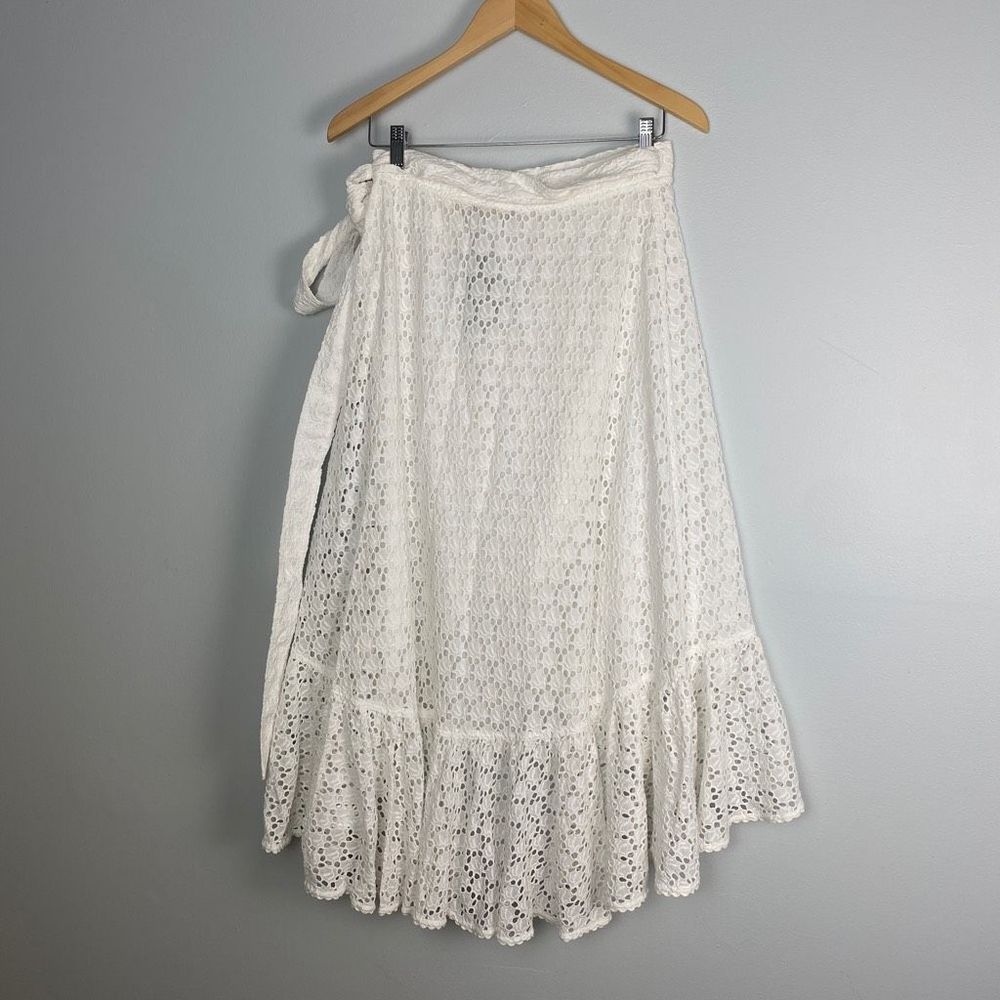 Polo by Ralph Lauren Cream Eyelet Wrap Midi Skirt - Picture 6 of 10